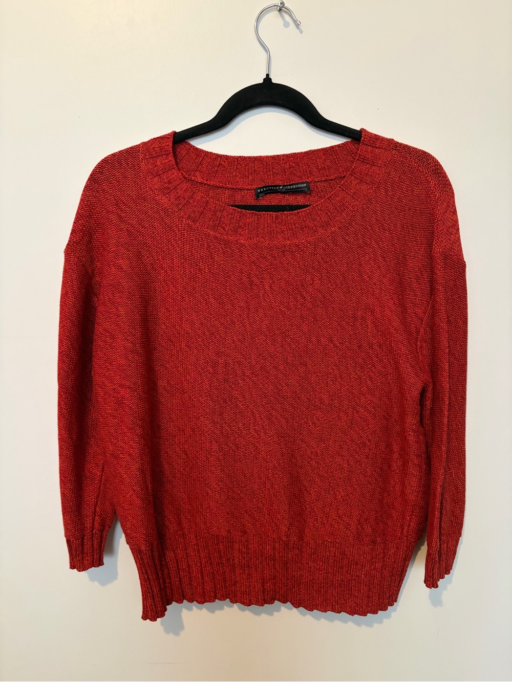 Peruvian Collection 100% Pima Cotton Scoop-neck Knit Sweater - L